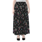Om Sign Pattern Print Chiffon Maxi Skirt