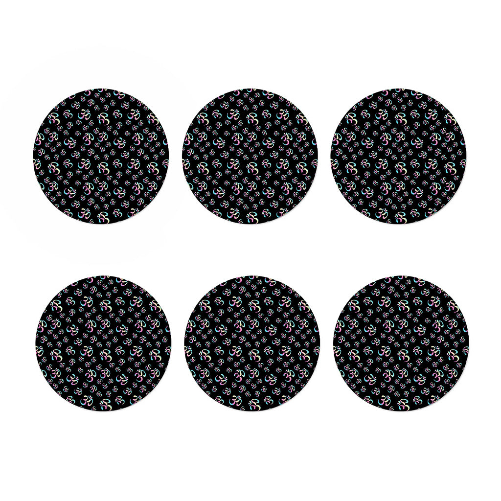 Om Sign Pattern Print Coaster Set