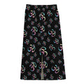 Om Sign Pattern Print Cotton Front Slit Maxi Skirt