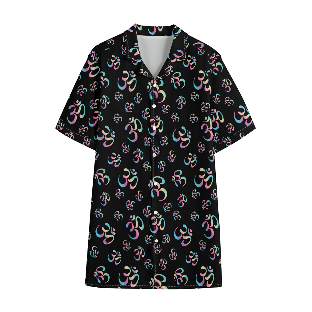 Om Sign Pattern Print Cotton Hawaiian Shirt