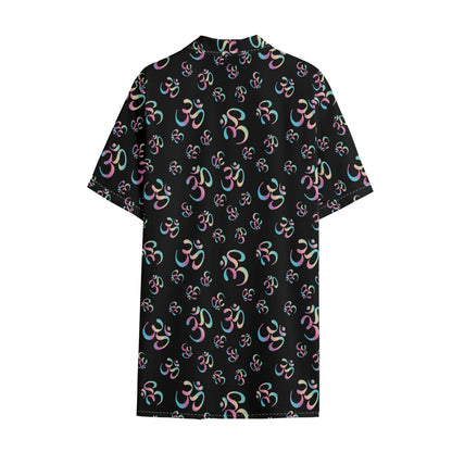 Om Sign Pattern Print Cotton Hawaiian Shirt
