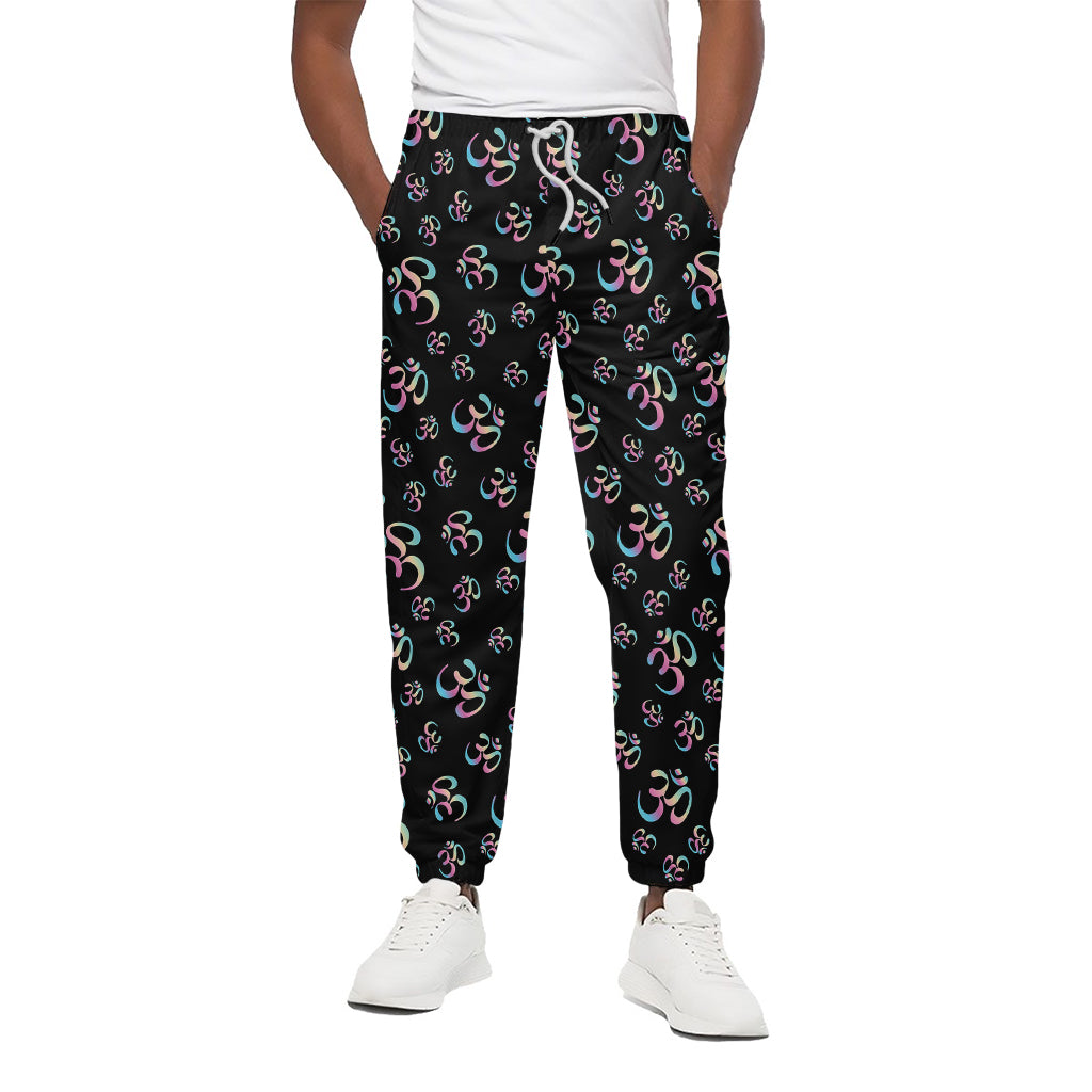 Om Sign Pattern Print Cotton Pants