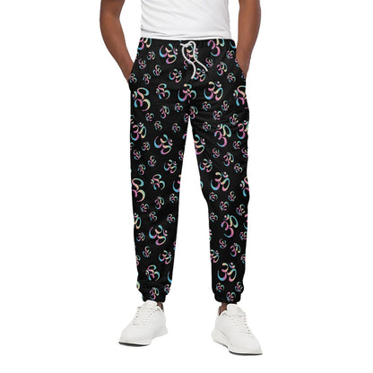 Om Sign Pattern Print Cotton Pants