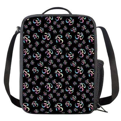 Om Sign Pattern Print Crossbody Lunch Bag