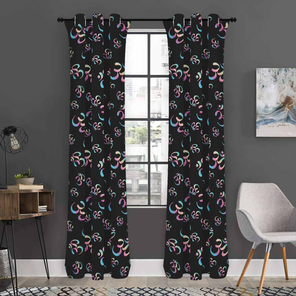 Om Sign Pattern Print Curtain