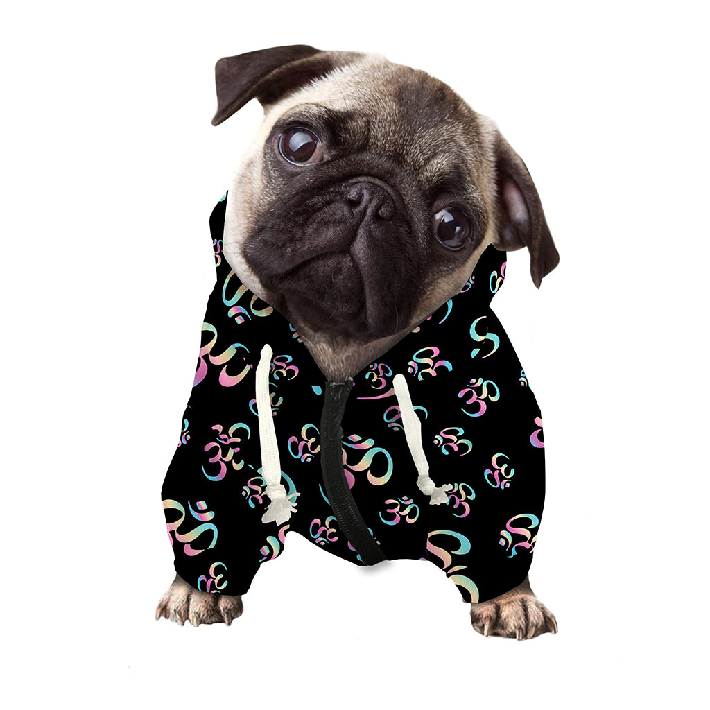 Om Sign Pattern Print Dog Zip Up Hoodie