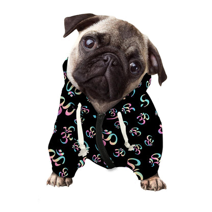 Om Sign Pattern Print Dog Zip Up Hoodie