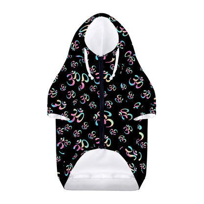 Om Sign Pattern Print Dog Zip Up Hoodie