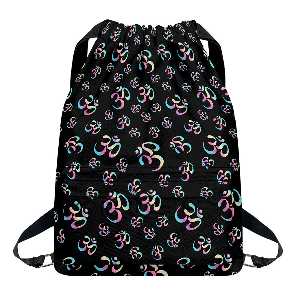 Om Sign Pattern Print Drawstring Backpack