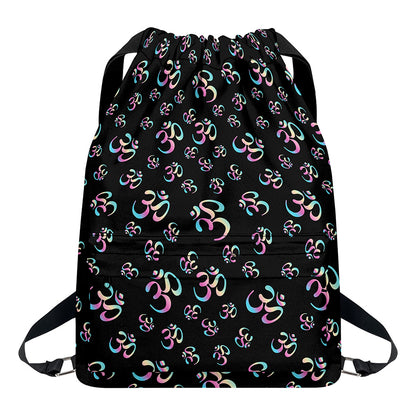 Om Sign Pattern Print Drawstring Backpack