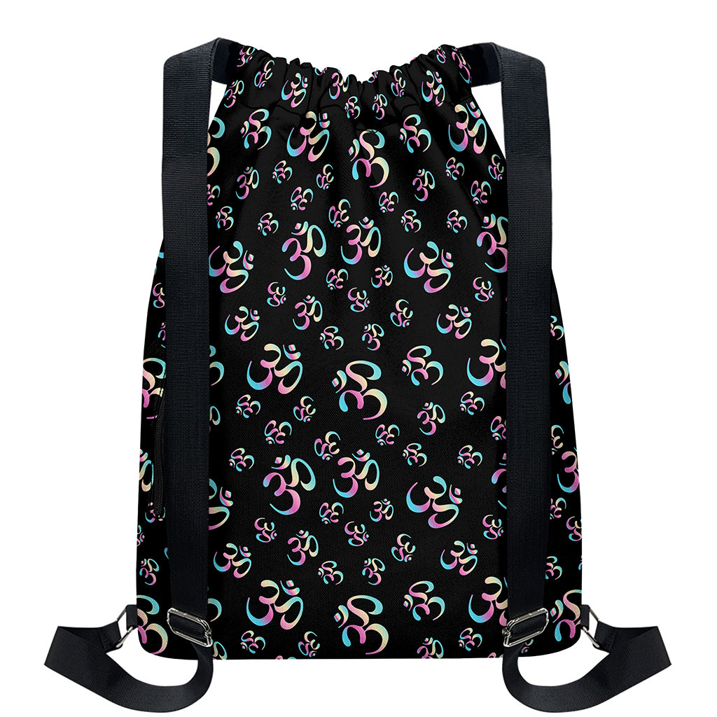 Om Sign Pattern Print Drawstring Backpack