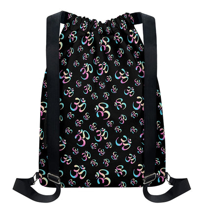 Om Sign Pattern Print Drawstring Backpack