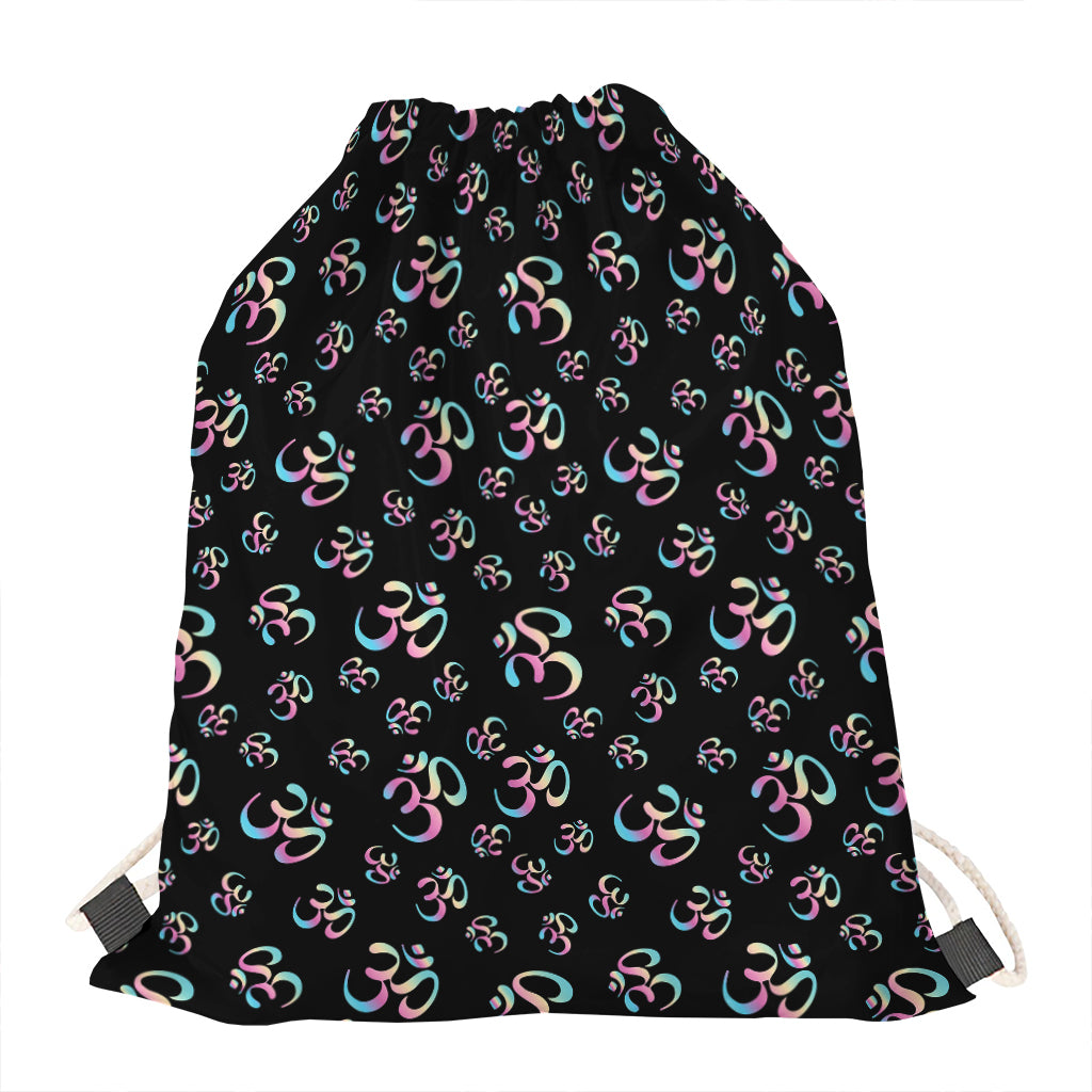 Om Sign Pattern Print Drawstring Bag