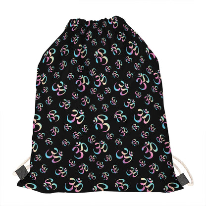 Om Sign Pattern Print Drawstring Bag