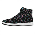 Om Sign Pattern Print High Top Leather Sneakers