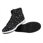 Om Sign Pattern Print High Top Leather Sneakers