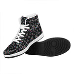 Om Sign Pattern Print High Top Leather Sneakers