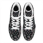 Om Sign Pattern Print High Top Leather Sneakers