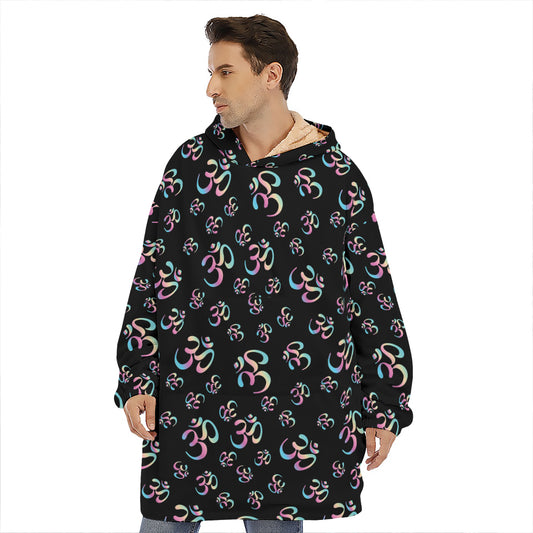 Om Sign Pattern Print Hoodie Blanket