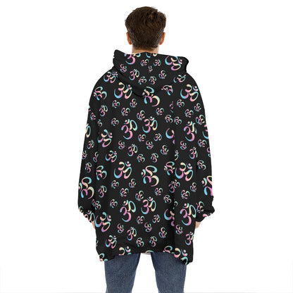 Om Sign Pattern Print Hoodie Blanket