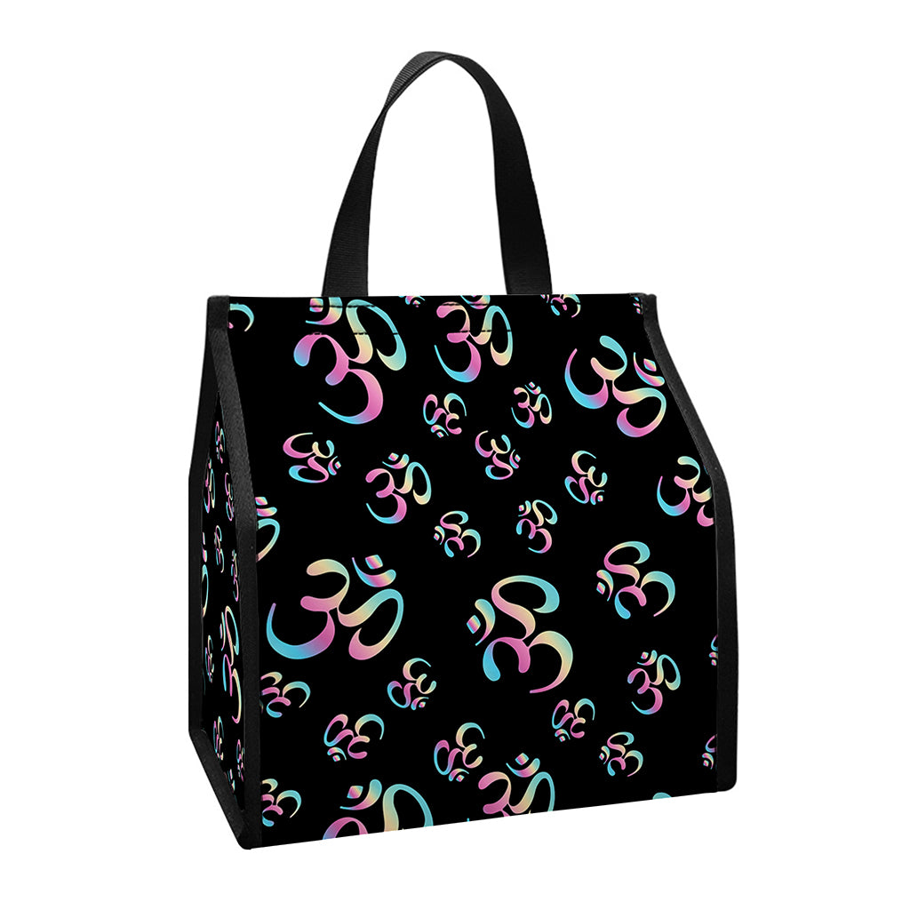 Om Sign Pattern Print Insulated Lunch Tote