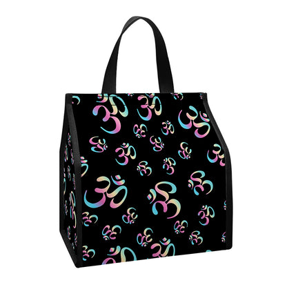 Om Sign Pattern Print Insulated Lunch Tote