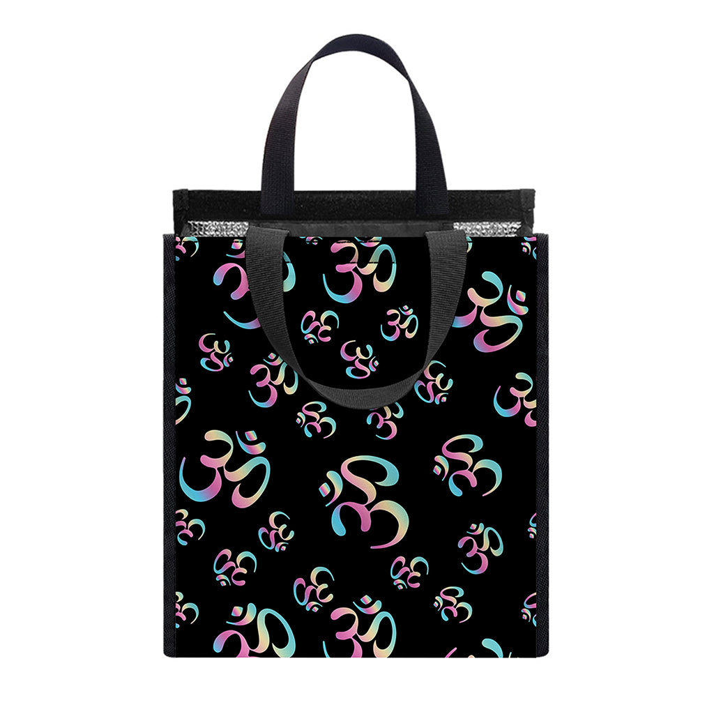 Om Sign Pattern Print Insulated Lunch Tote