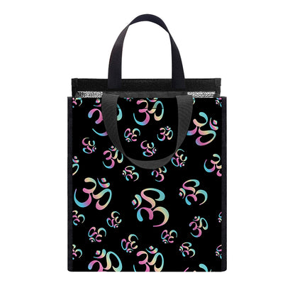 Om Sign Pattern Print Insulated Lunch Tote