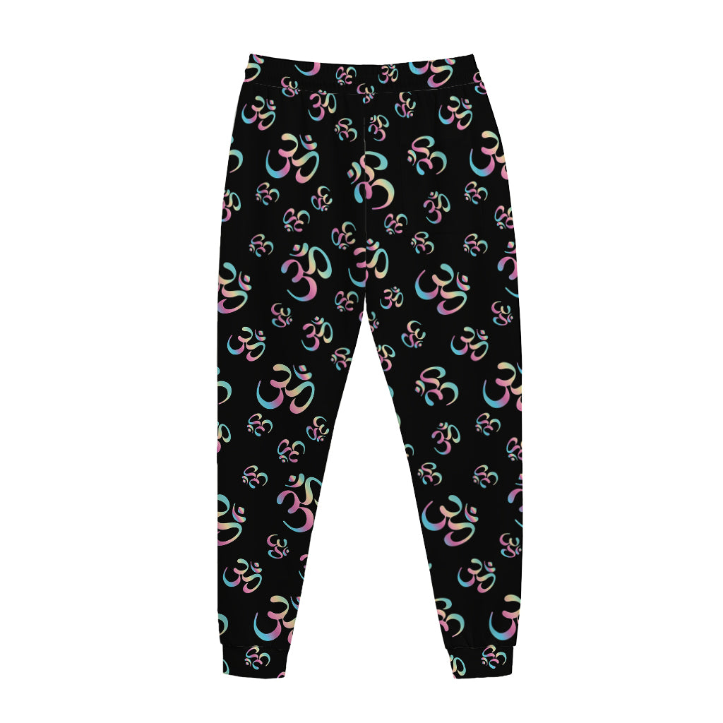 Om Sign Pattern Print Jogger Pants