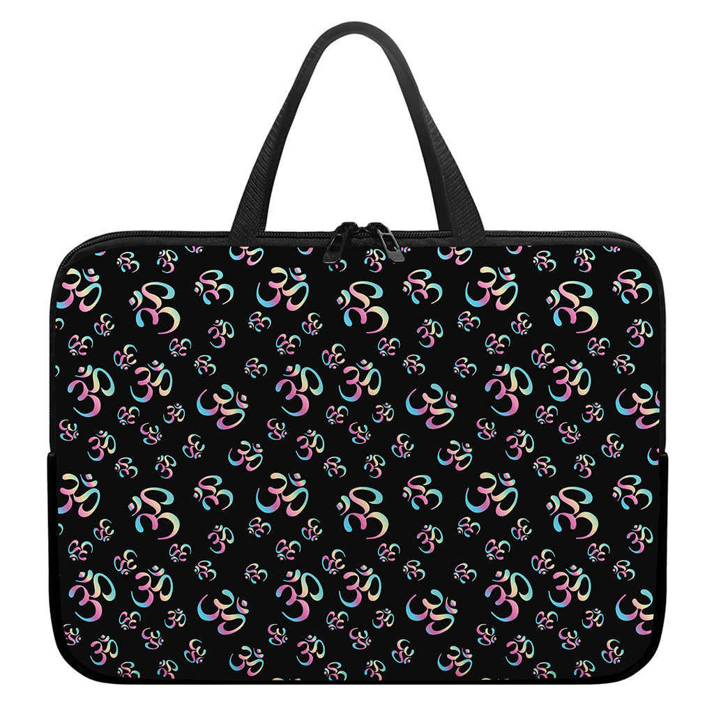 Om Sign Pattern Print Laptop Sleeve With Handle