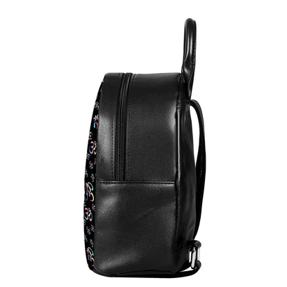 Om Sign Pattern Print Leather Backpack