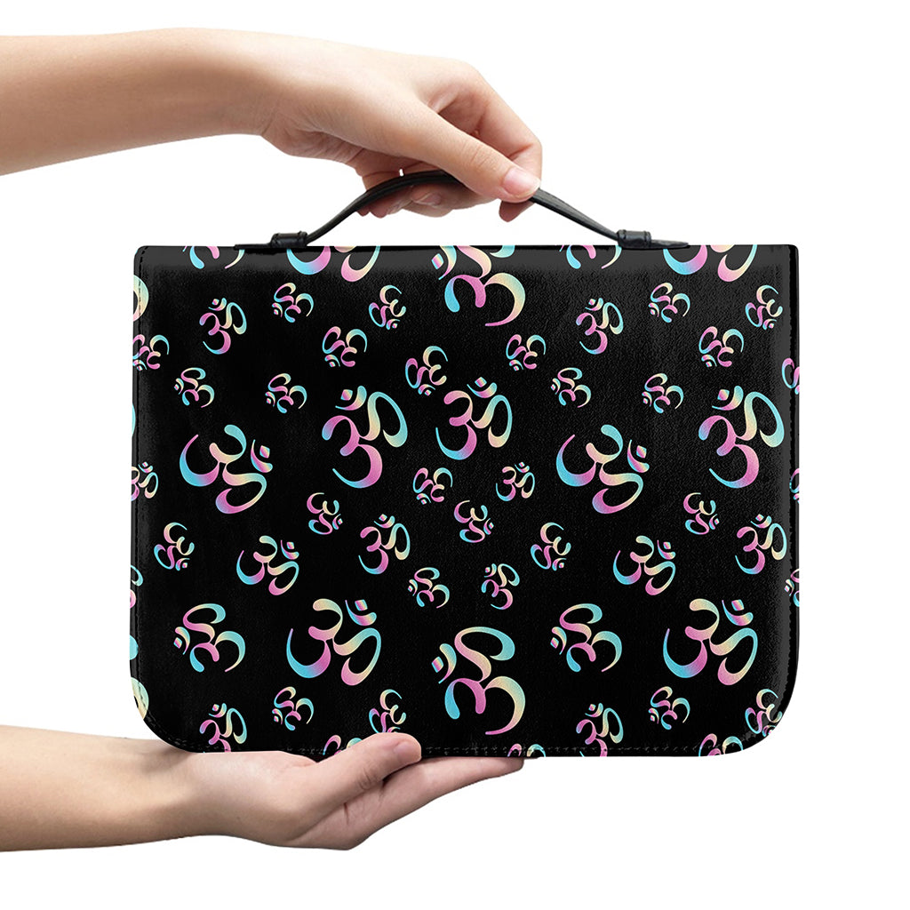 Om Sign Pattern Print Leather Bible Cover
