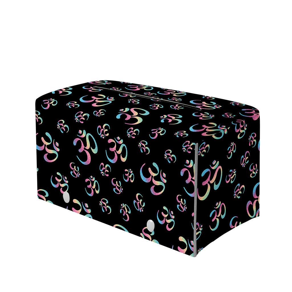 Om Sign Pattern Print Leather Tissue Box Cover