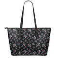 Om Sign Pattern Print Leather Tote Bag With Zipper
