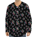 Om Sign Pattern Print Long Sleeve Baseball Jersey