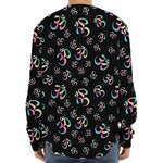 Om Sign Pattern Print Long Sleeve Baseball Jersey