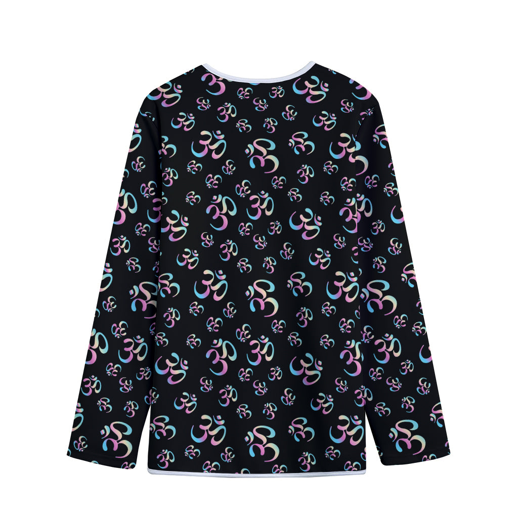 Om Sign Pattern Print Long Sleeve Short Coat