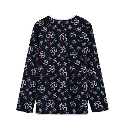 Om Sign Pattern Print Long Sleeve Short Coat