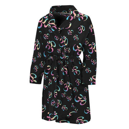 Om Sign Pattern Print Men's Bathrobe