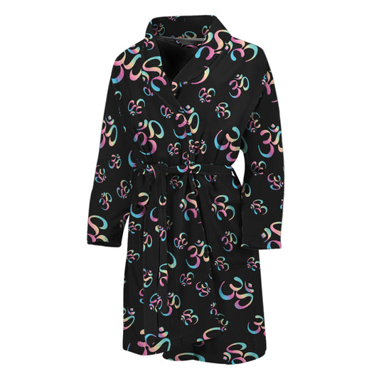 Om Sign Pattern Print Men's Bathrobe