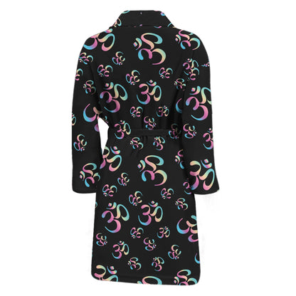 Om Sign Pattern Print Men's Bathrobe