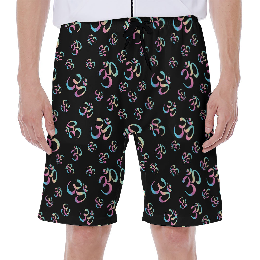 Om Sign Pattern Print Men's Beach Shorts