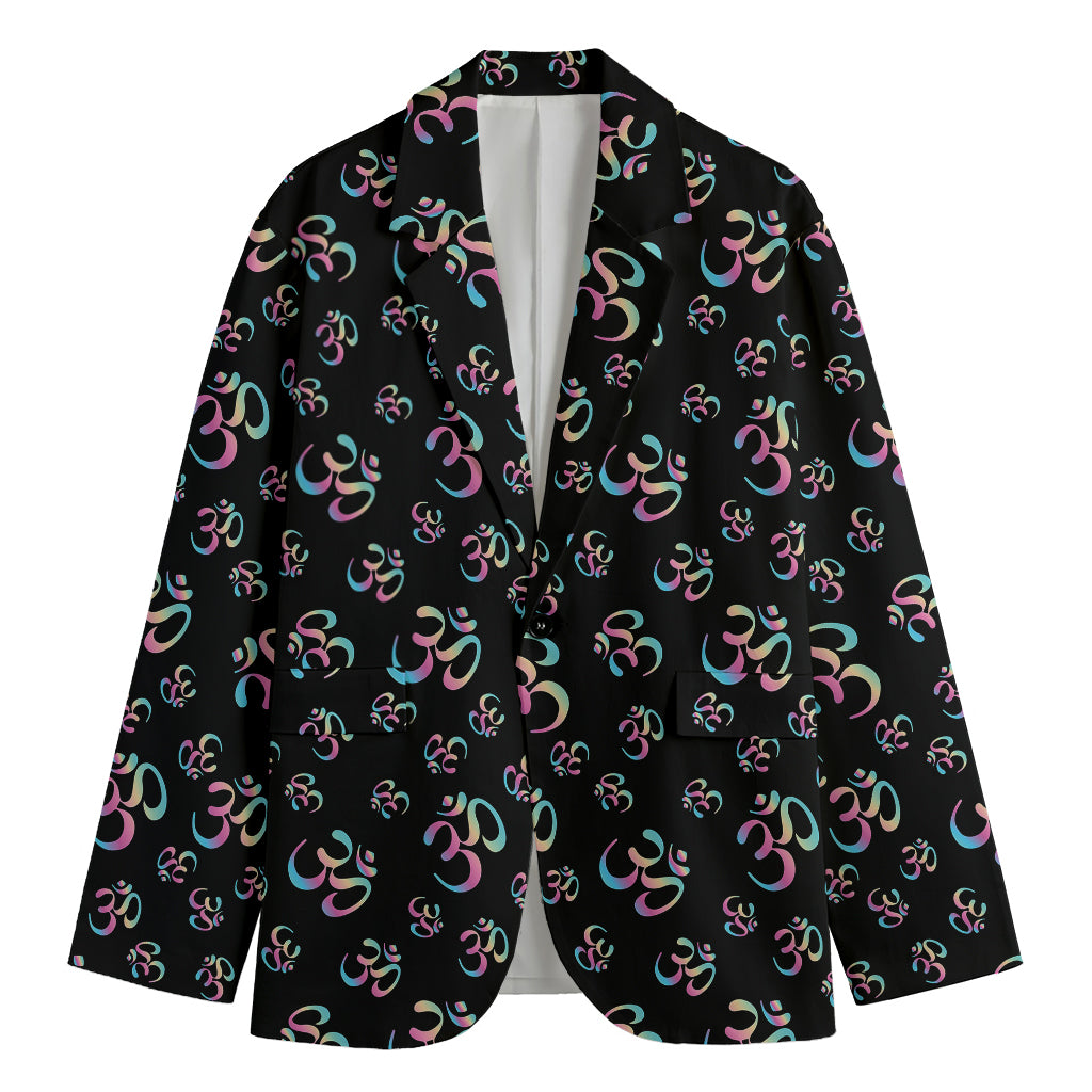 Om Sign Pattern Print Men's Blazer