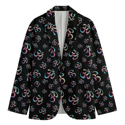 Om Sign Pattern Print Men's Blazer