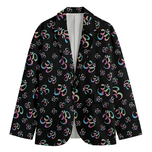Om Sign Pattern Print Men's Blazer