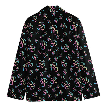 Om Sign Pattern Print Men's Blazer
