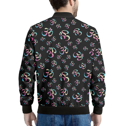 Om Sign Pattern Print Men's Bomber Jacket