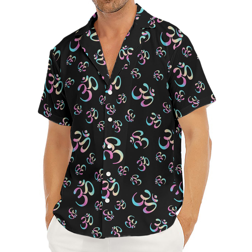 Om Sign Pattern Print Men's Deep V-Neck Shirt