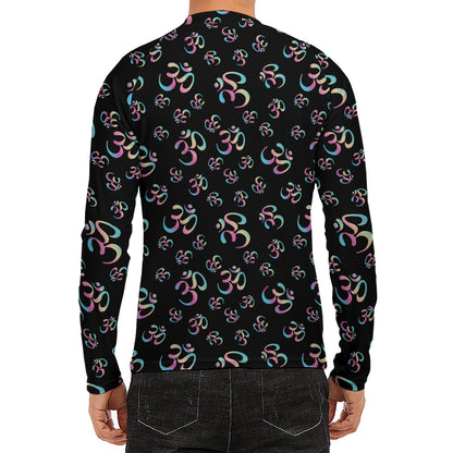Om Sign Pattern Print Men's Long Sleeve Rash Guard