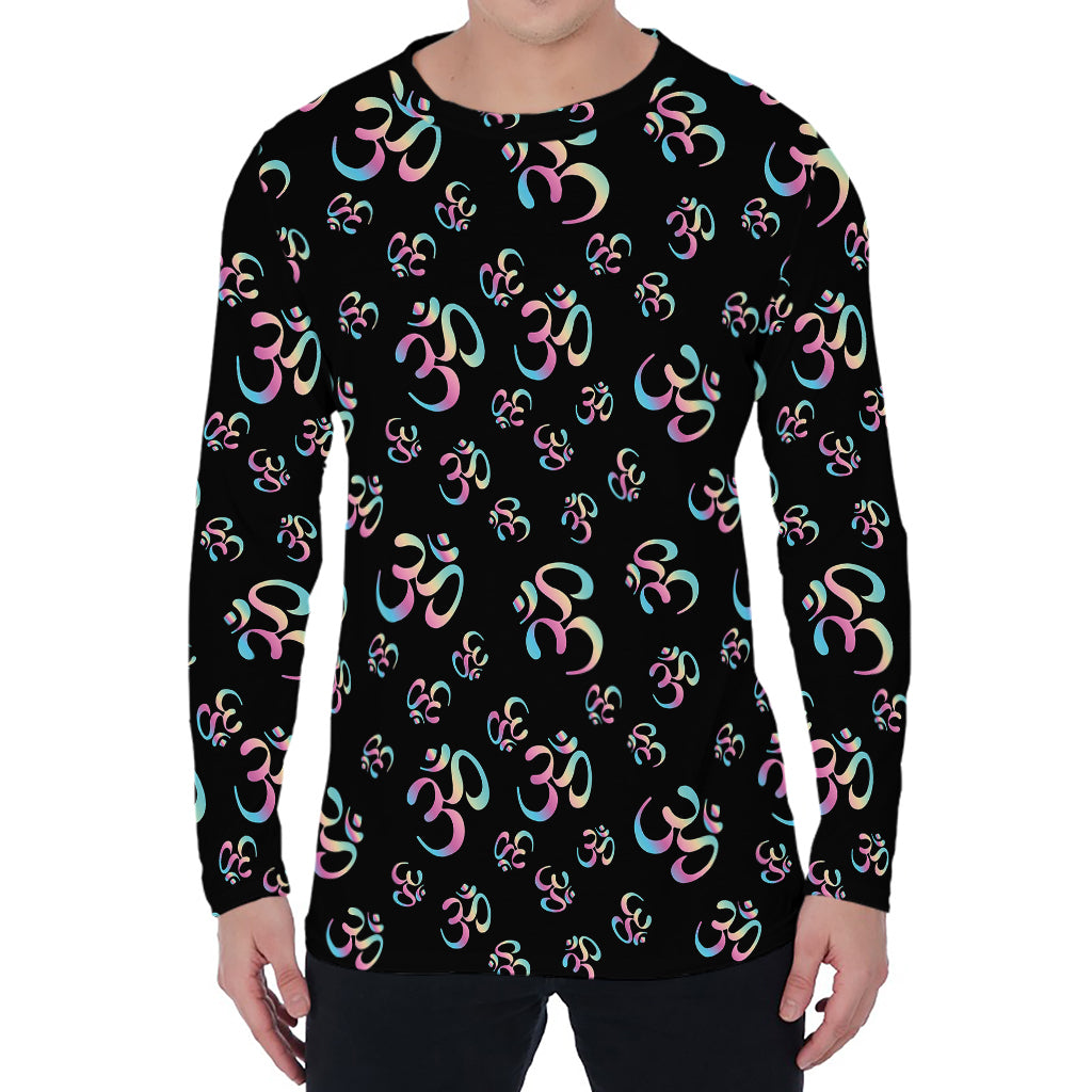 Om Sign Pattern Print Men's Long Sleeve T-Shirt